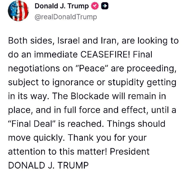 Trump:immediate CEASEFIRE! Why are "Peace" and "Final Deal" in double…