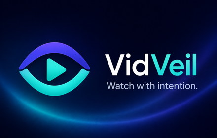 VidVeil promotional tile showing the extension popup controls